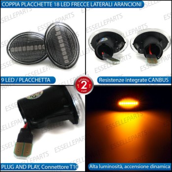KIT FRECCE LED ABARTH 500 PRE-RESTYLING ANTERIORI POSTERIORI LATERALI TRASPARENTI DINAMICHE