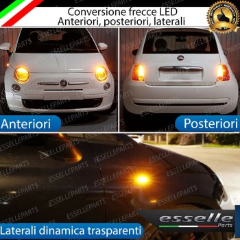 KIT FRECCE LED FIAT 500 PRE-RESTYLING ANTERIORI POSTERIORI LATERALI TRASPARENTI DINAMICHE