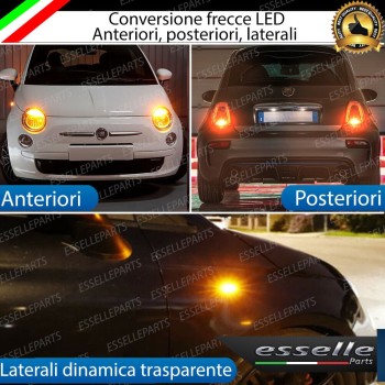 KIT FRECCE LED FIAT 500 RESTYLING FARO A PARABOLA ANTERIORI POSTERIORI LATERALI TRASPARENTI DINAMICHE