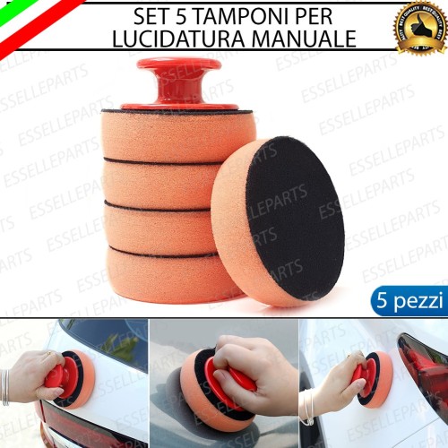 SET 5 TAMPONI PER LUCIDATURA CARROZZERIA MANUALE DIAMETRO 85MM ERGONOMICO per Aprilia