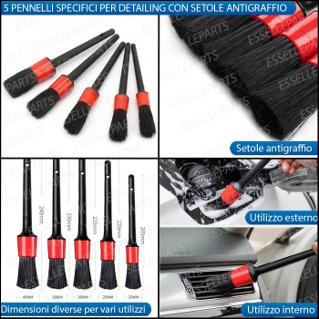 KIT 5 PENNELLI PER DETAILING INTERNO ED ESTERNO ANTI GRAFFIO per moto Derbi