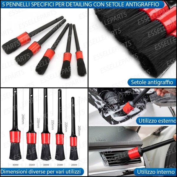 KIT 5 PENNELLI PER DETAILING INTERNO ED ESTERNO ANTI GRAFFIO per moto Sym