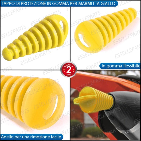 Tappo di Protezione a Cono - GIALLO - per Terminale di Scarico PIAGGIO