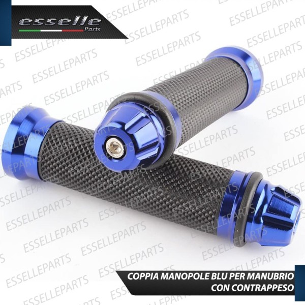 Manopole Antiscivolo - BLU - con Contrappesi per Manubrio moto,motorini,scooter SYM