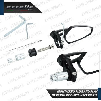 Coppia Specchietti Retrovisori Neri Laterali Universali per Manubrio Sym