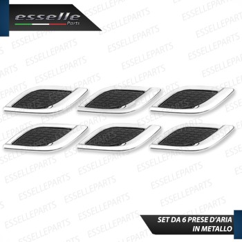 Set 6 Prese D'Aria Laterali Sportive Cromate Adesive in Metallo Cromato Set 6 Prese D'Aria Laterali Sportive Cromate Adesive in Metallo Cromato