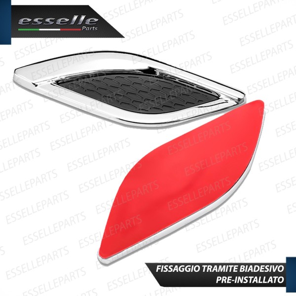 Set 6 Prese D'Aria Laterali Sportive Cromate Adesive in Metallo Cromato
