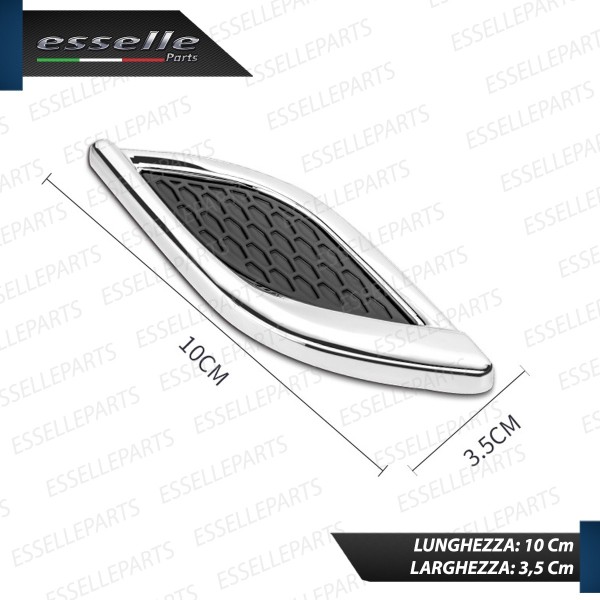 Set 6 Prese D'Aria Laterali Sportive Cromate Adesive in Metallo Cromato