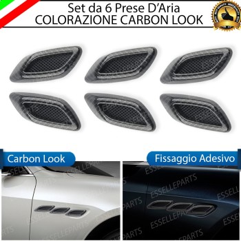 Set 6 Prese D'Aria Laterali Sportive Carbon Look Lucido Adesive in ABS Set 6 Prese D'Aria Laterali Sportive Carbon Look Lucido Adesive in ABS