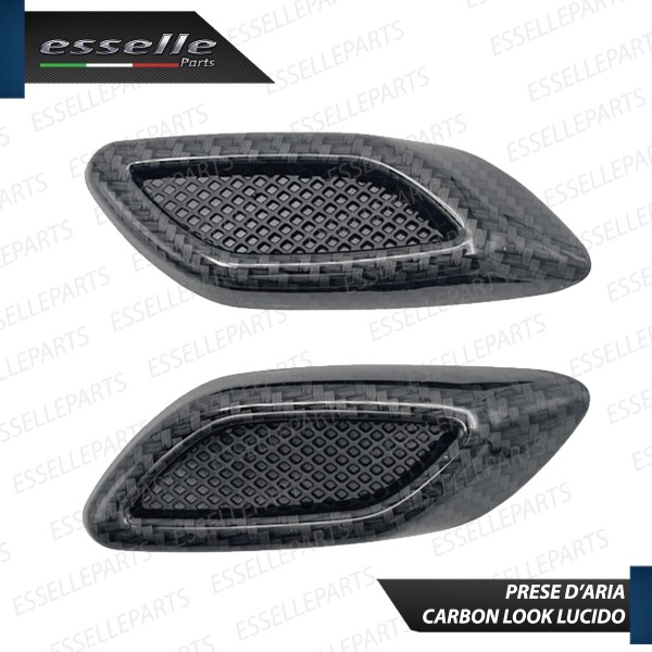 Set 6 Prese D'Aria Laterali Sportive Carbon Look Lucido Adesive in ABS