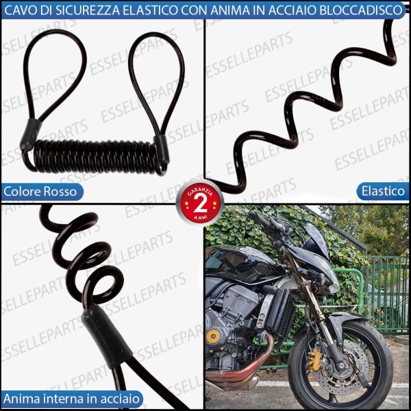 Cavo di Sicurezza - NERO - per Antifurto moto,motorini,scooter Piaggio