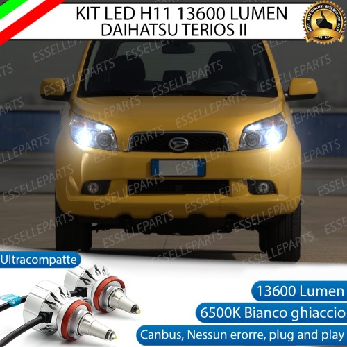Kit Full LED H11 Monoled quarzo 13600 Lumen 6000K AIHATSU TERIOS 2 Fari Lenticolari