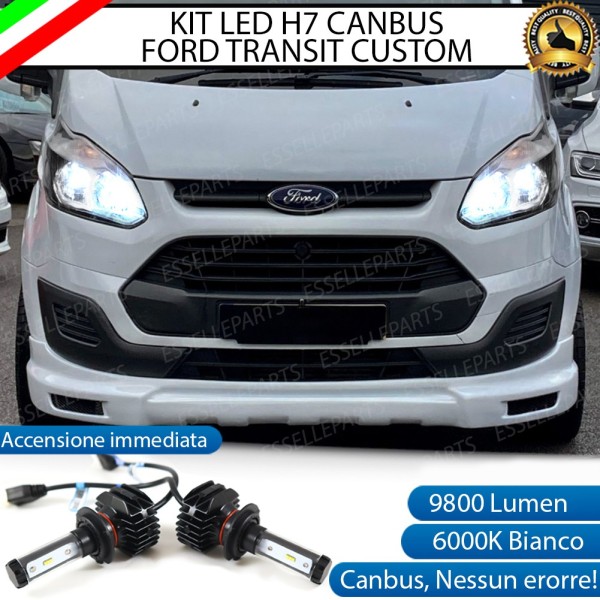Kit Full LED H7 9800 LUMEN 6000K Anabbaglianti Ford Transit Custom fari a parabola