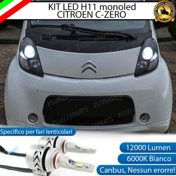 Kit Mono led coppia H11 12000 LUMEN Anabbaglianti CITROEN C-ZERO CON FARO LENTICOLARE