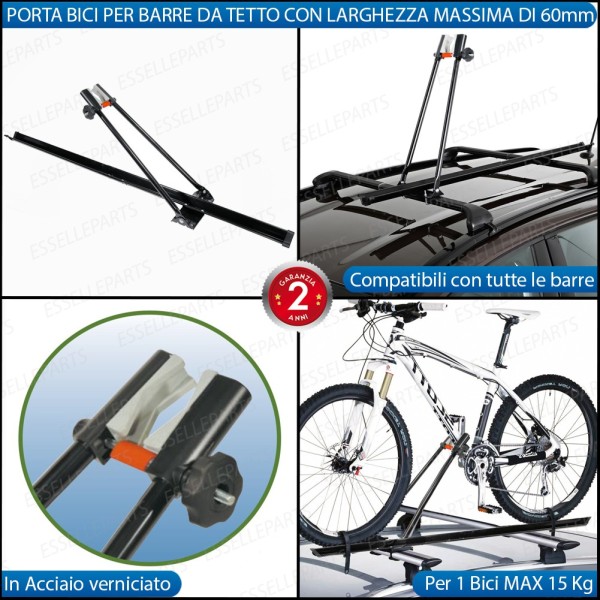 Portabici per Barre da Tetto in acciaio per una Bicicletta