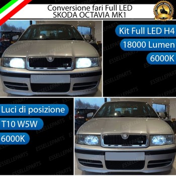 Lampade a LED H4 + T10 per SKODA OCTAVA 1 Luce Bianca