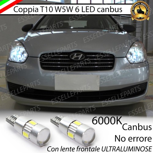 Lampade T10 W5W 6 LED luci posizione Hyundai Accent 3