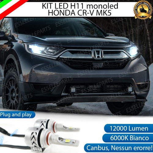 Kit Mono led coppia H11 12000 LUMEN Anabbaglianti HONDA CR-V V CON FARO LENTICOLARE