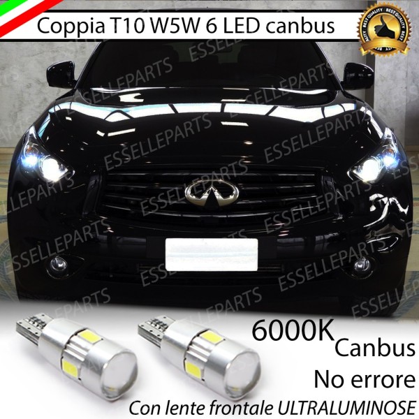 Coppia Lampade T10 W5W LED canbus con lente frontale per luci di posizione per INFINITI QX70