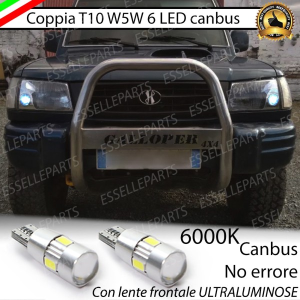Coppia Lampade T10 W5W LED canbus con lente frontale per luci di posizione per HYUNDAI GALLOPER II