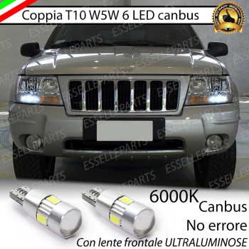 Coppia Lampade T10 W5W LED canbus con lente frontale per luci di posizione per JEEP GRAND CHEROKE II WJ