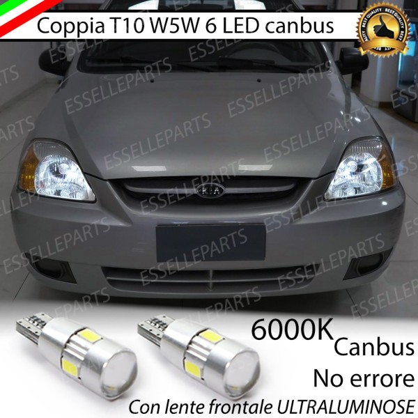 Coppia Lampade T10 W5W LED canbus con lente frontale per luci di posizione per KIA RIO 1