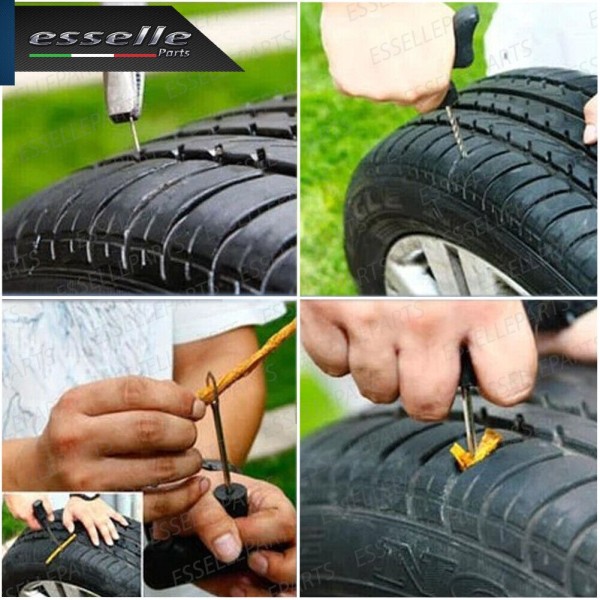 Kit Riparazione Foratura Gomme Pneumatici, 2 Pezzi + 15 Strisce per Derbi