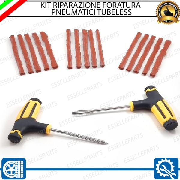 Kit Riparazione Foratura Gomme Pneumatici, 2 Pezzi + 15 Strisce per Malaguti