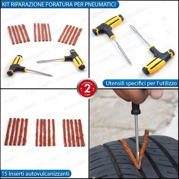 Kit Riparazione Foratura Gomme Pneumatici, 2 Pezzi + 15 Strisce per Husqvarna