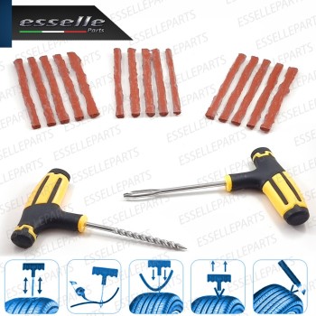 Kit Riparazione Foratura Gomme Pneumatici, 2 Pezzi + 15 Strisce per Sym