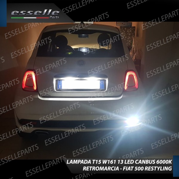 Lampada LED Retromarcia T15 13 LED Canbus 6000K con lente Abarth 500 595 695 Restyling
