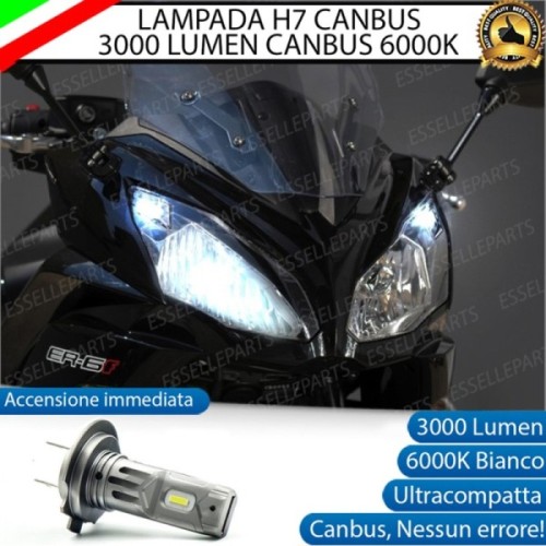 Lampada H7 LED 3000 Lumen per Anabbagliante KAWASAKI ER-6F 2012-2016 ABS