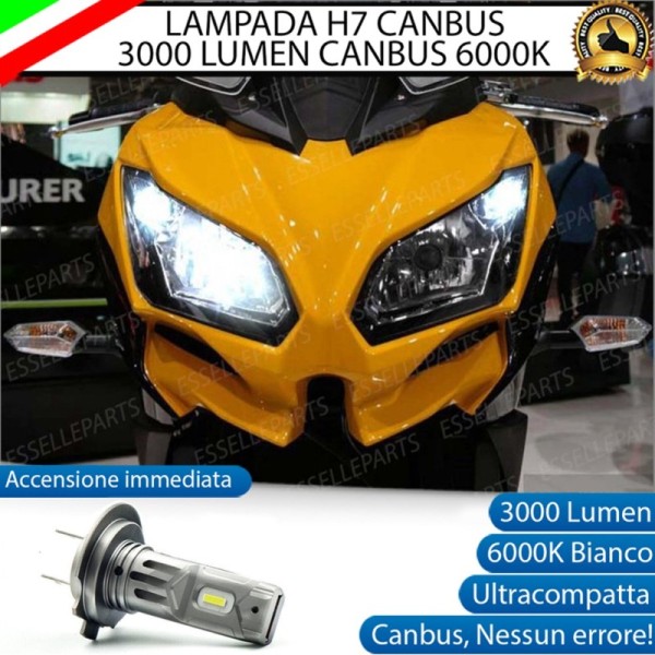 Lampada H7 LED 3000 Lumen per Anabbagliante KAWASAKI Versys 1000 2015-2016 Grand Tourer ABS