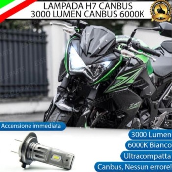 Lampada H7 LED 3000 Lumen per Anabbagliante KAWASAKI Z 300 2015-2016 ABS