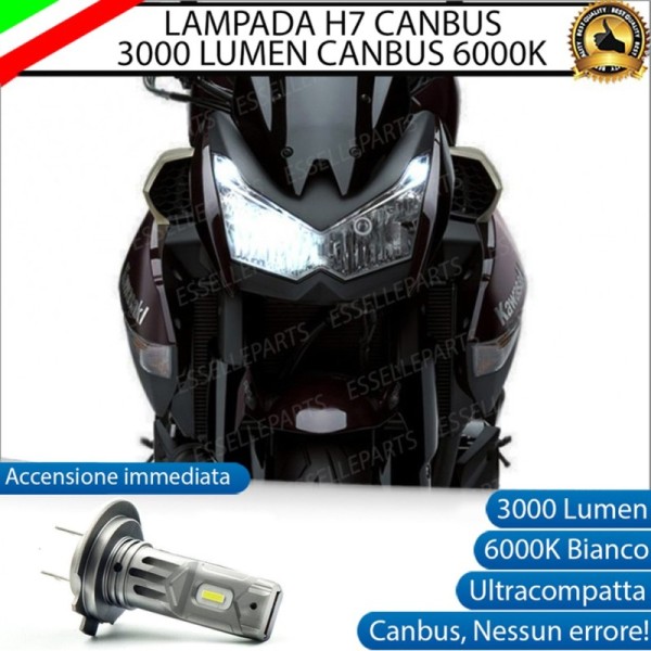 Lampada H7 LED 3000 Lumen per Anabbagliante KAWASAKI Z 1000 2010-2013