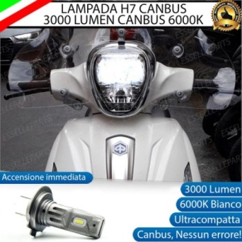 Lampada H7 LED 3000 Lumen per Anabbagliante PIAGGIO Beverly 125 2010-2017 S i.e.