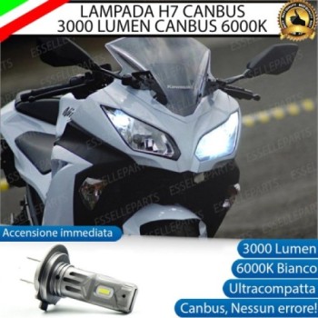 Lampada Singola H7 LED 3000 Lumen per Abbagliante KAWASAKI Ninja 300 2012-2016 ABS