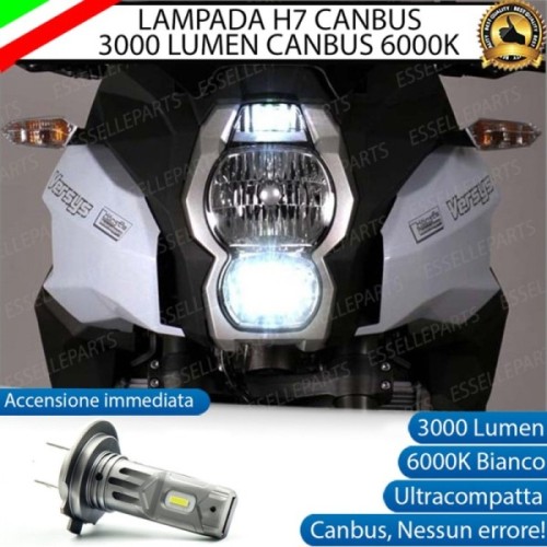 Lampada Singola H7 LED 3000 Lumen per Abbagliante KAWASAKI Versys 1000 2011-2014 ABS