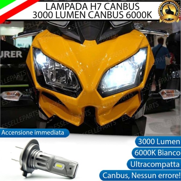 Lampada Singola H7 LED 3000 Lumen per Abbagliante KAWASAKI Versys 1000 2015-2016 ABS