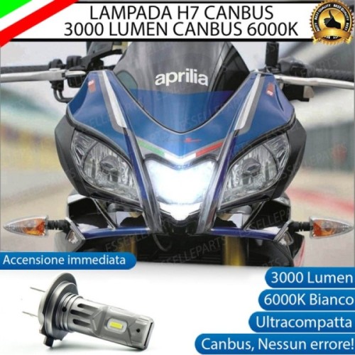 Lampada Singola H7 3000 LUMEN Abbagliante per APRILIA Tuono 1100 2015-2017 V4 Factory