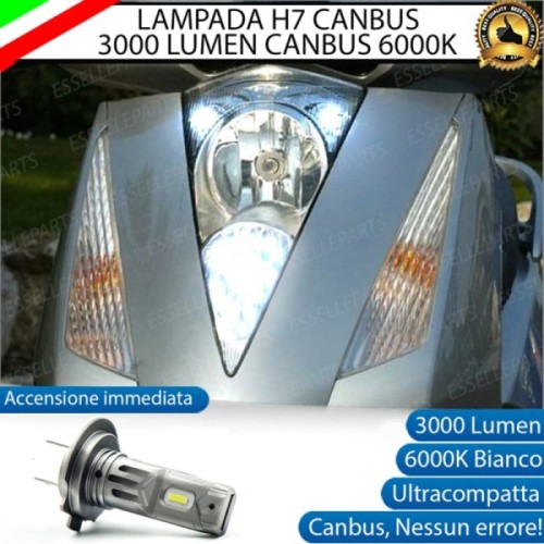 Lampada Singola Abbagliante LED H7 3000 Lumen per HONDA Pantheon 150 2003-2008