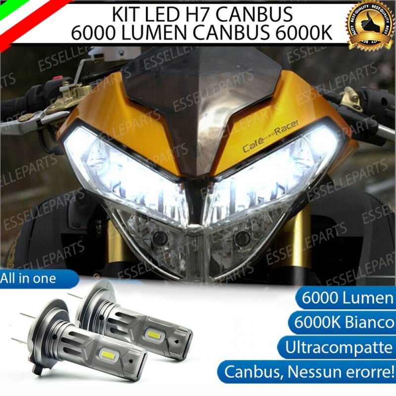 KIT FULL LED H7 LED 6000K BIANCO 6000 LUMEN CANBUS ULTRACOMPATTE LAMPADE H7  LED