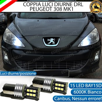 Luci DIURNE 15 LED BAY15D P21/5W PEUGEOT 308 308 CC DRL Luci DIURNE 15 LED BAY15D P21/5W PEUGEOT 308 308 CC DRL