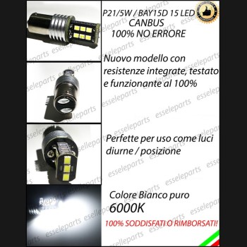 Coppia Luci Diurne DRL 15 LED BAY15D Peugeot 3008 pre-restyling con fari bixenon