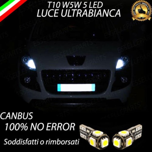Coppia luci posizione T10 W5W 5 LED canbus 6000K Peugeot 5008 Pre-Restyling