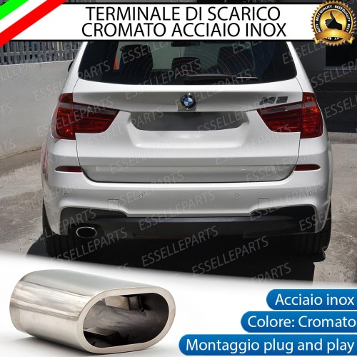 Terminale Scarico Cromato Lucido Acciaio Inox Bmw X3 F25 Scarico Ovale