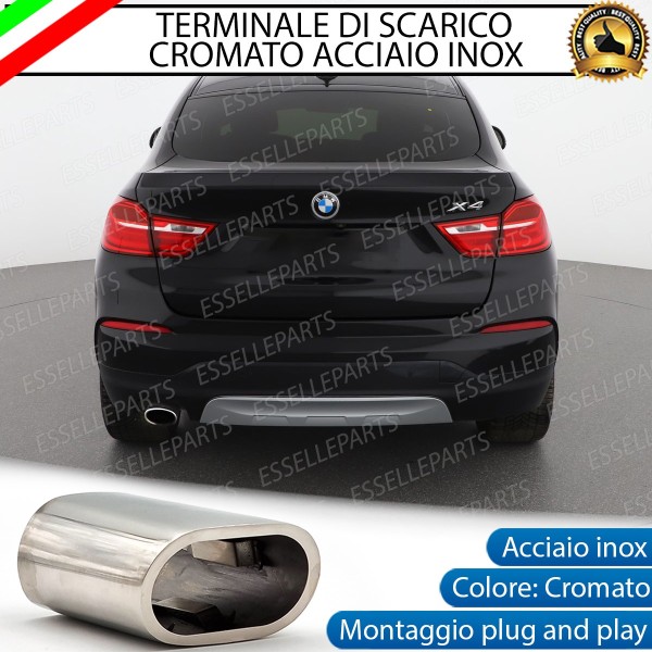 Terminale Scarico Cromato Lucido Acciaio Inox Bmw X4 F26 Scarico Ovale