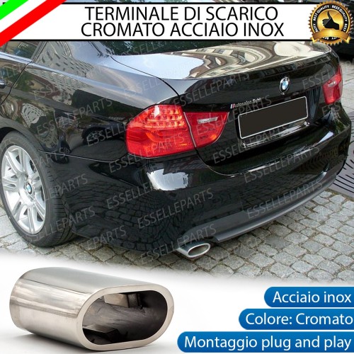Terminale Scarico Cromato Lucido Acciaio Inox Bmw SERIE 3 E92 E93 Scarico Ovale