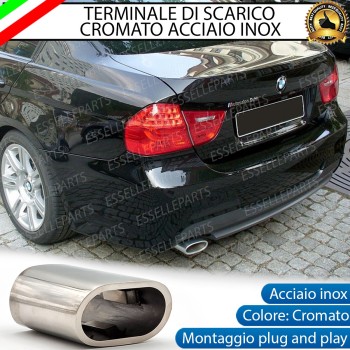 Terminale Scarico Cromato Lucido Acciaio Inox Bmw SERIE 3 E92 E93 Scarico Ovale