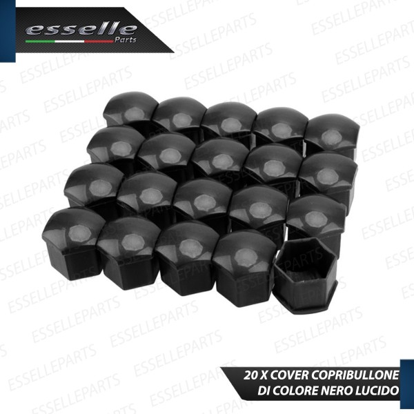 Kit 20 X Cover Copribulloni NERO LUCIDO - DIAMETRO 17MM -